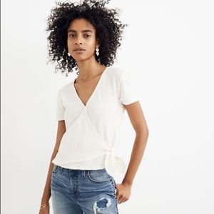Madewell White Wrap Top NWT